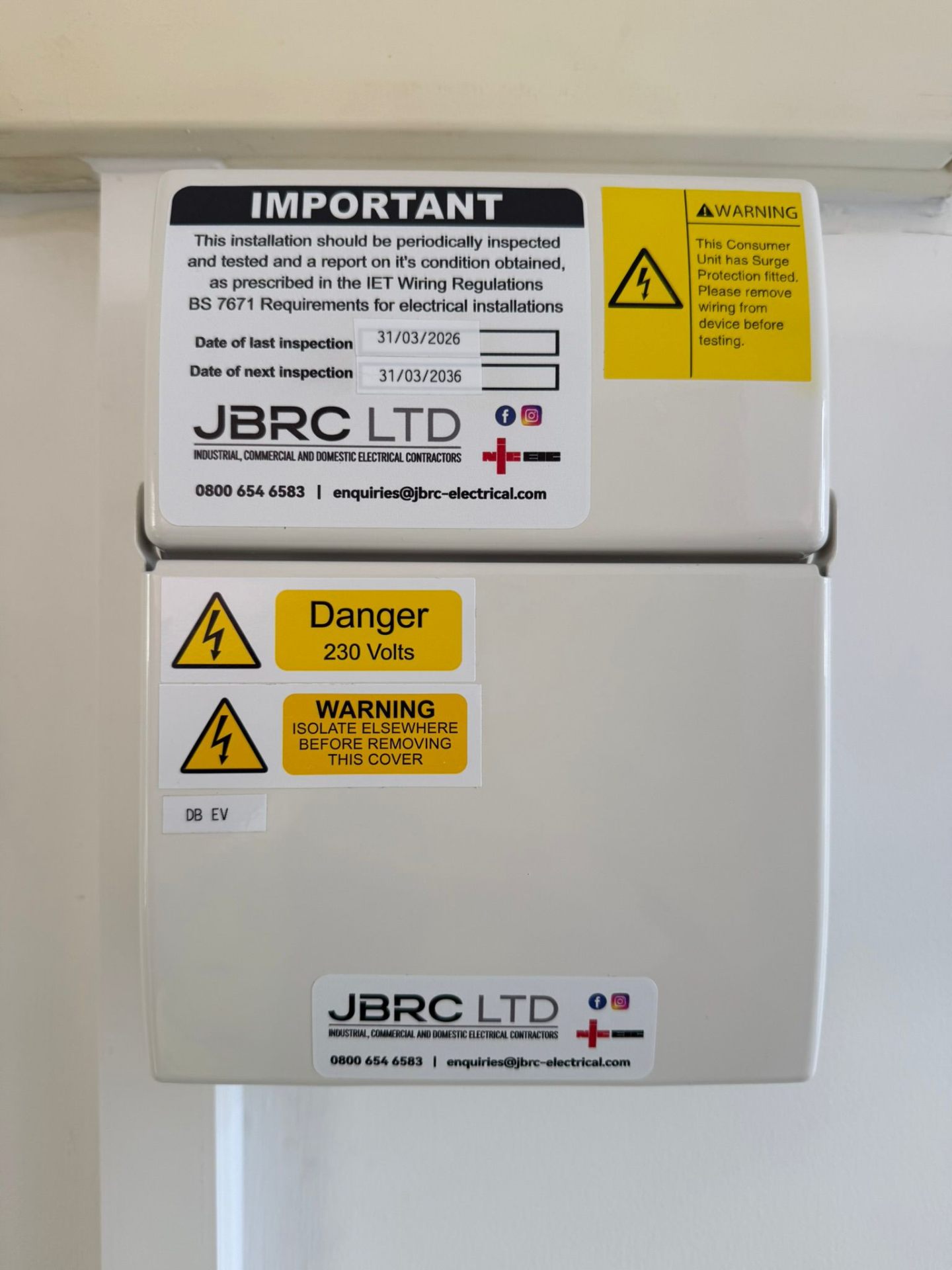 EICR / Electrical Safety Certificate — JBRC Ltd Nottingham